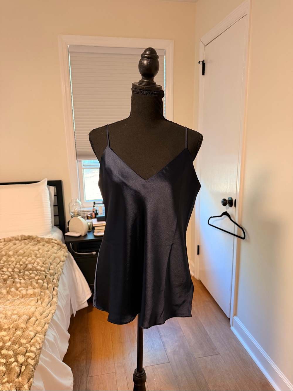 Brooks Brothers Navy Satin Camisole with Spaghetti Straps